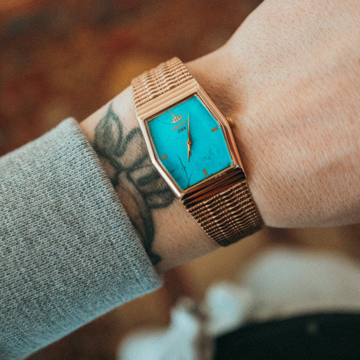 Seiko Galaxy Turquoise Stone Dial Rose Gold Electroplated Neo