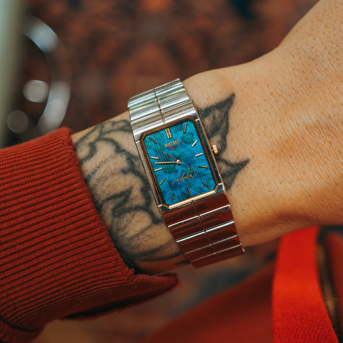 Seiko Nebula Dial bracelet clasp on wrist