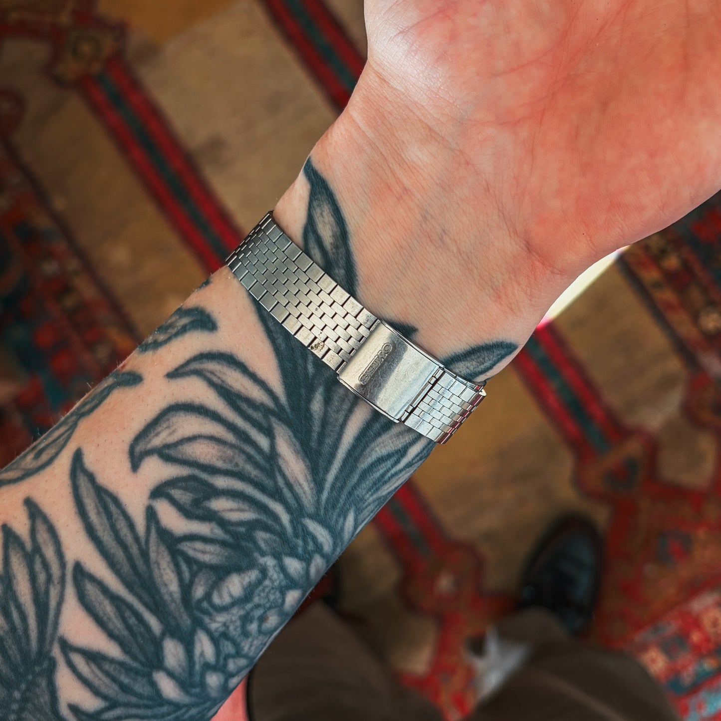 Seiko Lord Quartz bracelet side profile on wrist