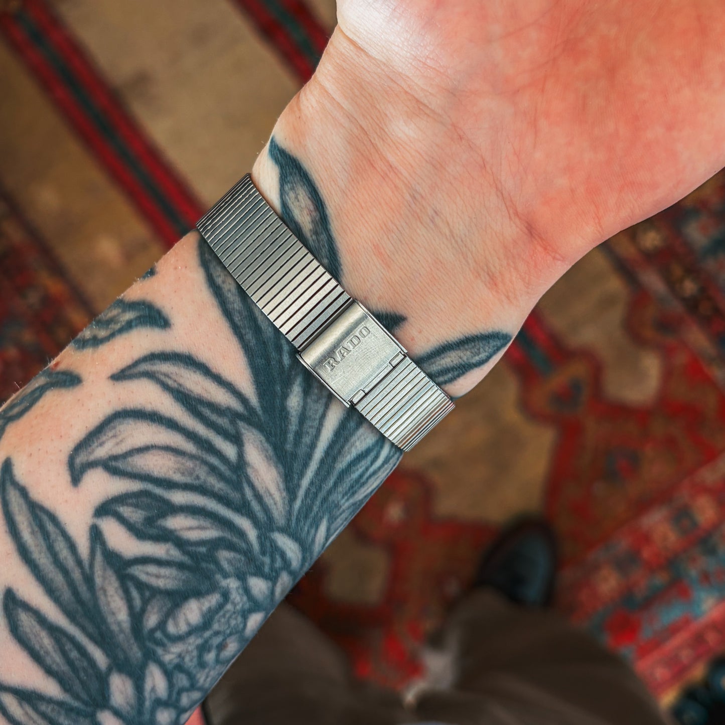 Rado DiaStar ribbed bracelet clasp detail on wrist
