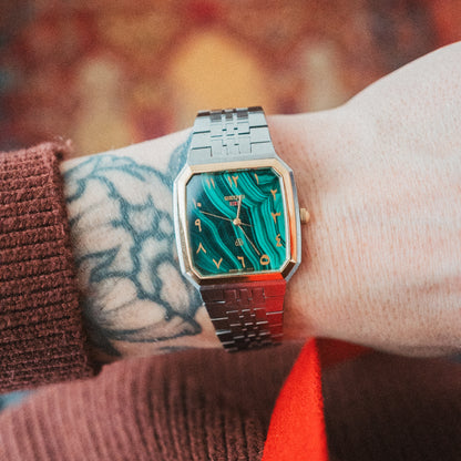 Seiko Quartz – Custom Serpentine Stone Dial (Arabic Indicators)