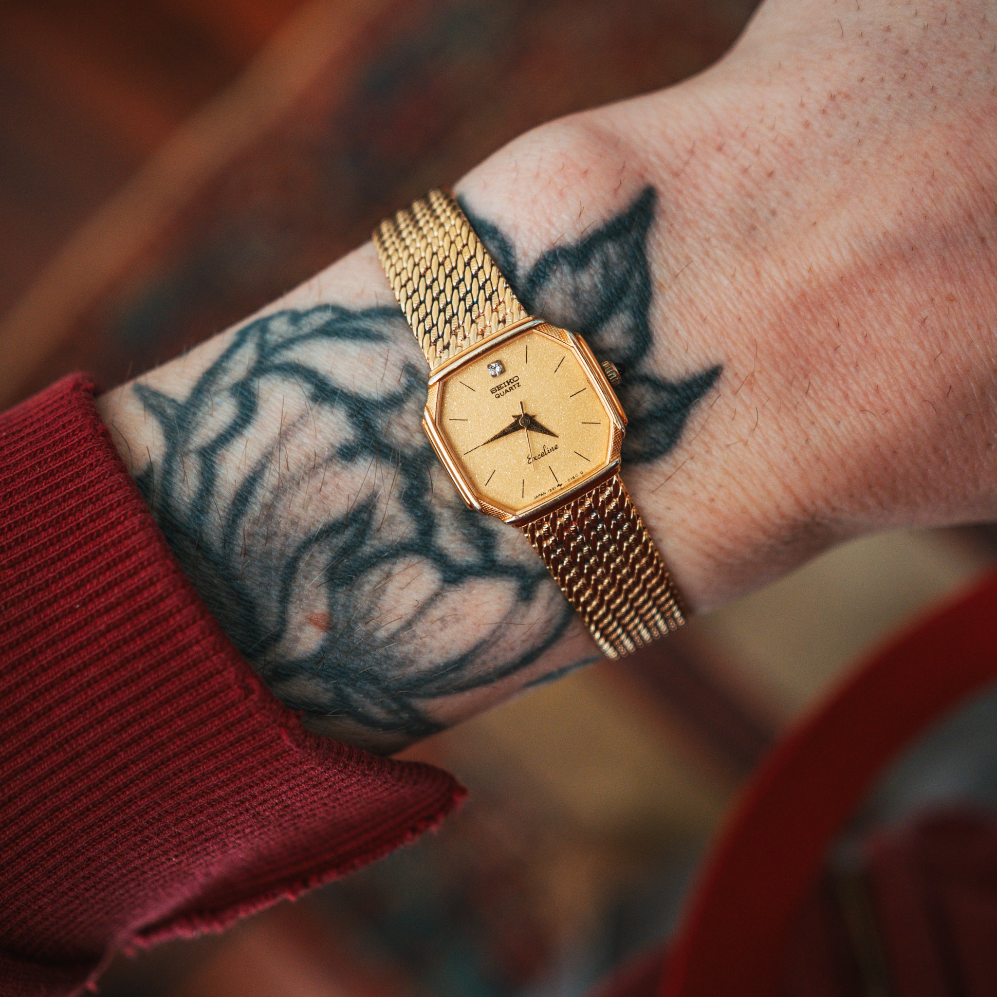 Seiko Exceline Neo-Vintage Gold Diamond Dial Quartz Watch – Studio