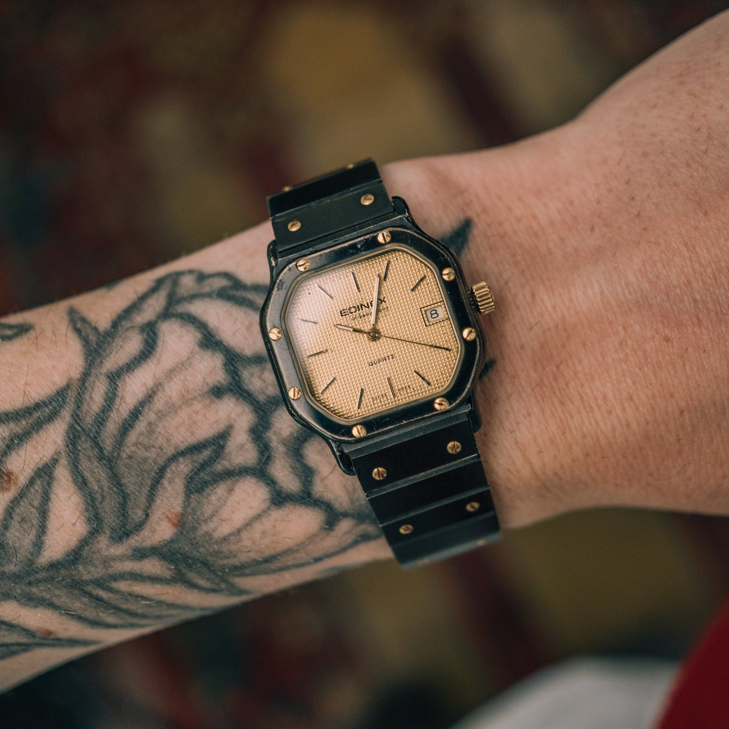 Edina Swiss Quartz on wrist - dial view