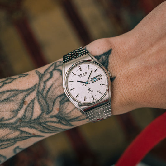 Seiko Type II on wrist - dial view