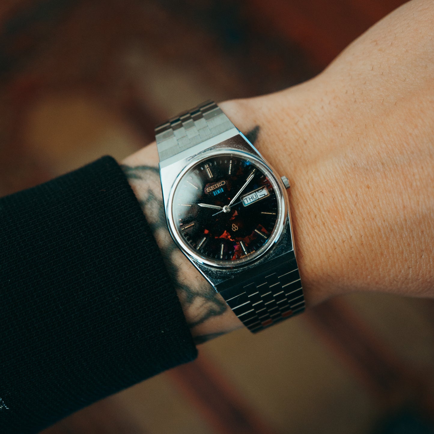 Seiko Nebula Dial front view on wrist