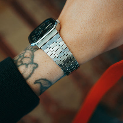 Seiko Lord Quartz Blue Speckle Dial side profile on wrist