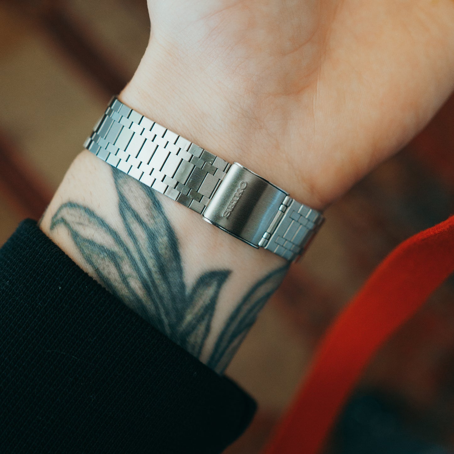 Seiko Lord Quartz Blue Speckle Dial clasp detail