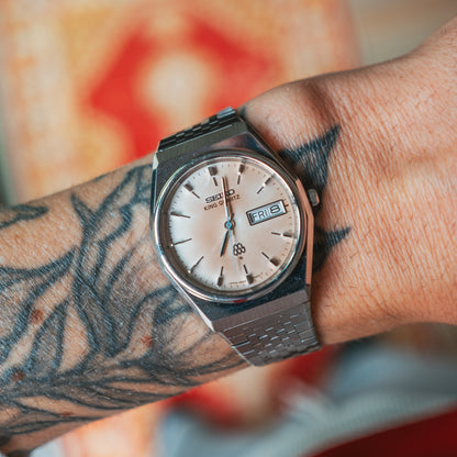 Seiko King Quartz Marshmallow Dial wrist shot