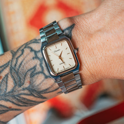 Chandor Quartz two tone coffee steel dial wrist shot