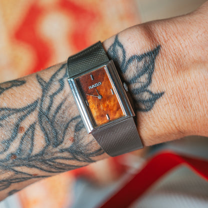 Rado Tank Mechanical amber dial wrist shot