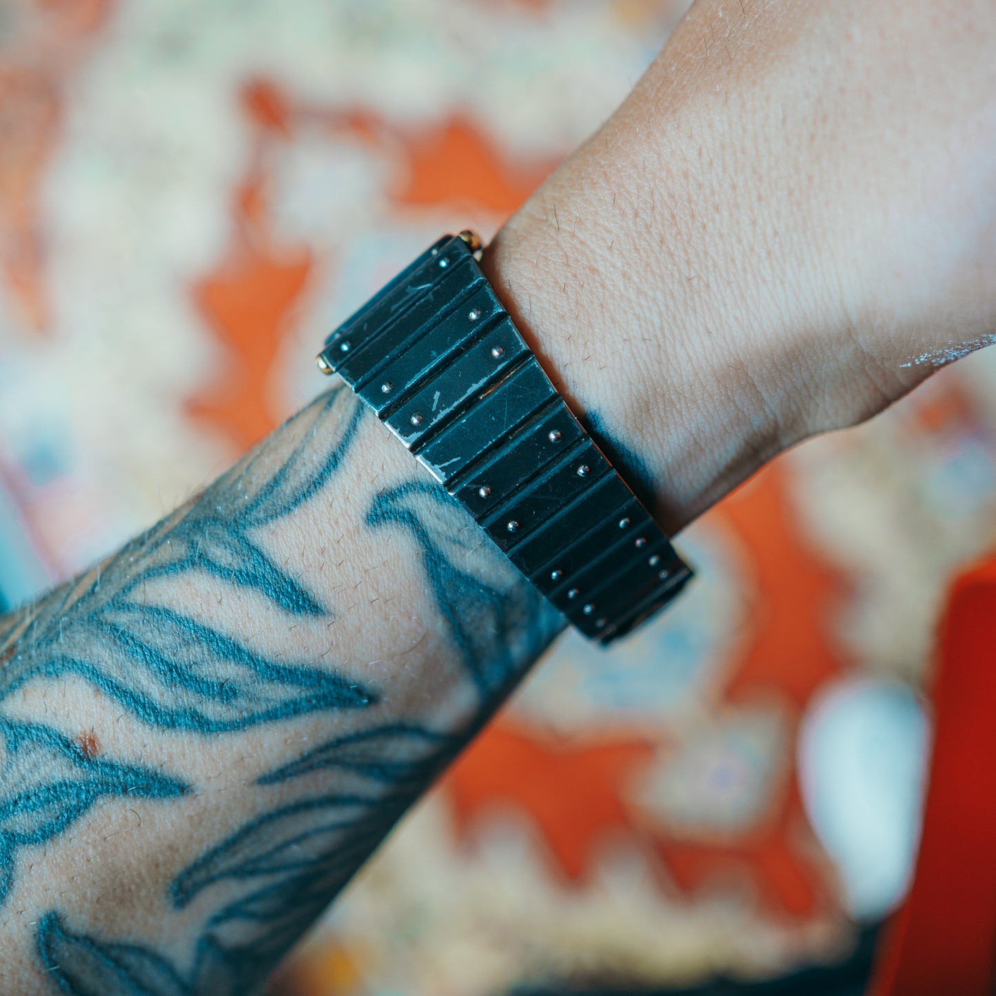 Le Roy Black and Gold - riveted bracelet side profile