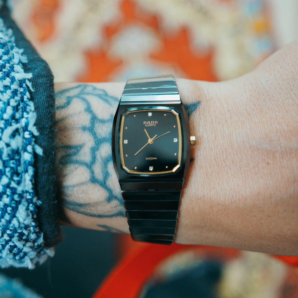 Rado Polished Black DiaStar - caseback view on wrist