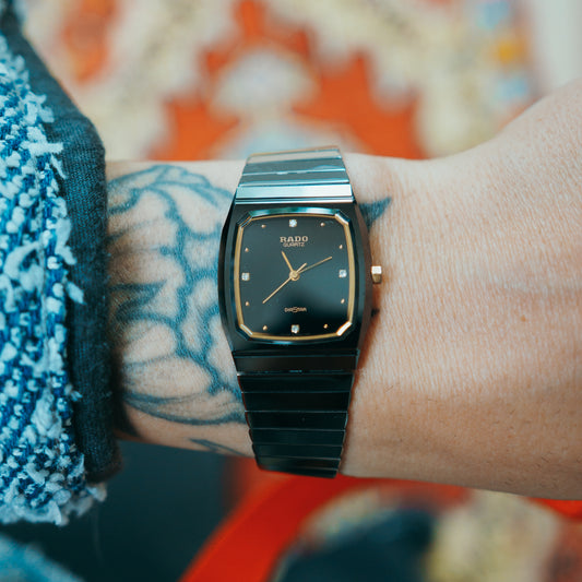 Rado Polished Black DiaStar - caseback view on wrist