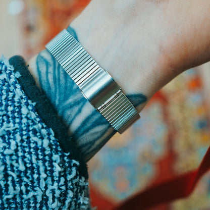 Seiko Quartz Blue Dial - expansion bracelet side view on wrist