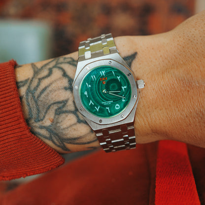 Demir Royal Joke Malachite dial wrist view