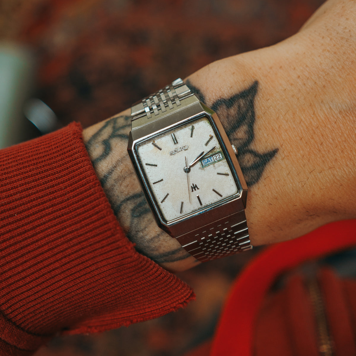 Seiko Quartz patina dial wrist view