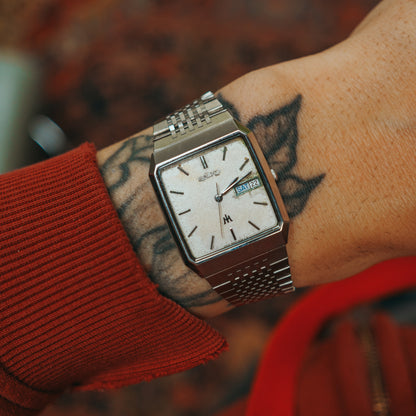 Seiko Quartz patina dial wrist view