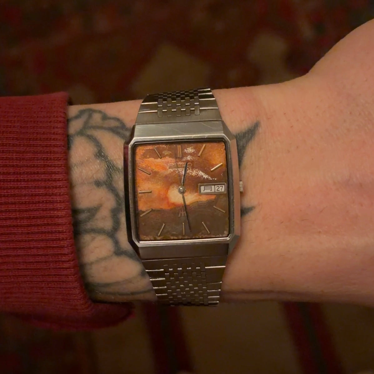 Seiko Quartz Ruby Red Rust Patina