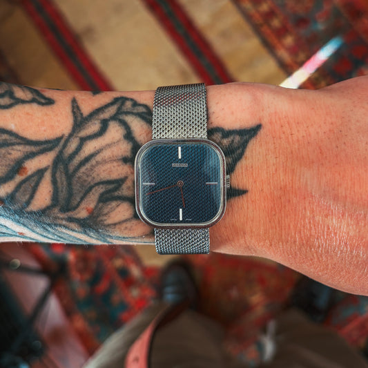 Juvenia Swiss Mechanical blue dial on wrist