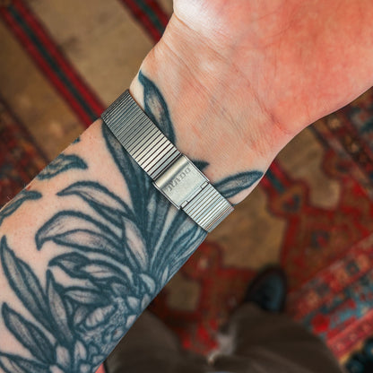 Rado DiaStar ribbed bracelet clasp detail on wrist